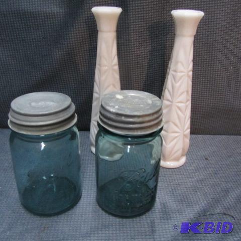 Blue Canning Jars, Bud Vases