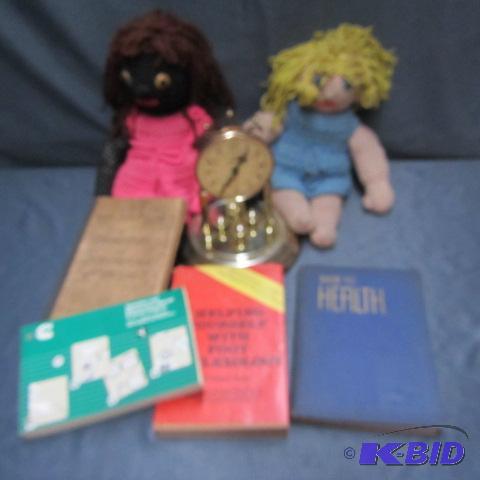 Anniversary Clock, Dolls, Books