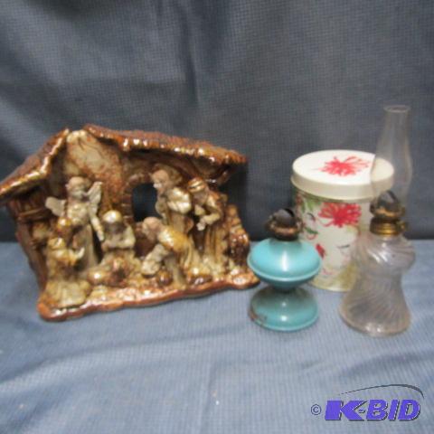 Stoneware Nativity, Kero Lamps