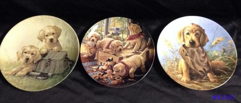 lot 23 image: Three Golden Retriever Puppy Collector Series Plates