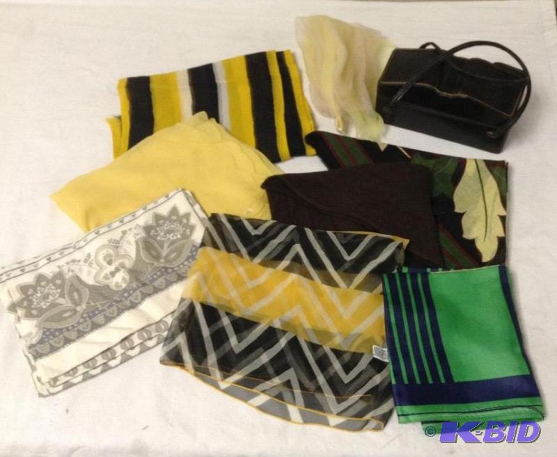 lot 35 image: Womens Vintage Scarves and Handbag