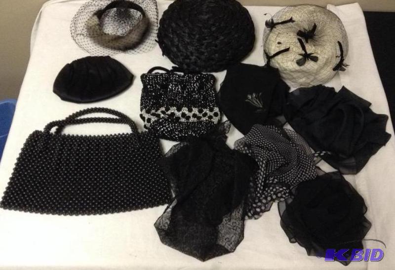 lot 55 image: Collection Vintage Hats, Scarves and Handbags