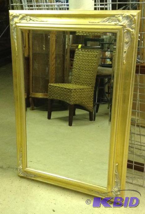 lot 19 image: Gold Framed Beveled Mirror