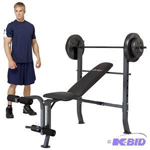 lot 1H image: LifeMax Standard Weight Bench & 80-Lb. Weight Set