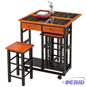 Stowaway Table and Stools Set - CherryBlack