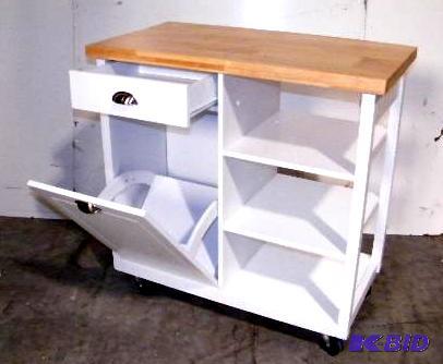 Ultimate Kitchen Cart - White with Pine Top -...