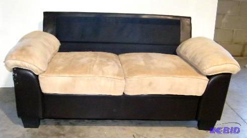 Two Tone Loveseat - Brown faux leather with t...