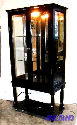 Black Display Curio with Mirrors - Has two gl...