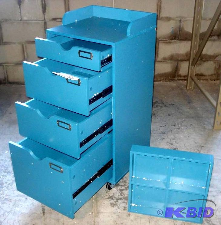 Four Drawer Rolling File Cabinet - Turquoise ...