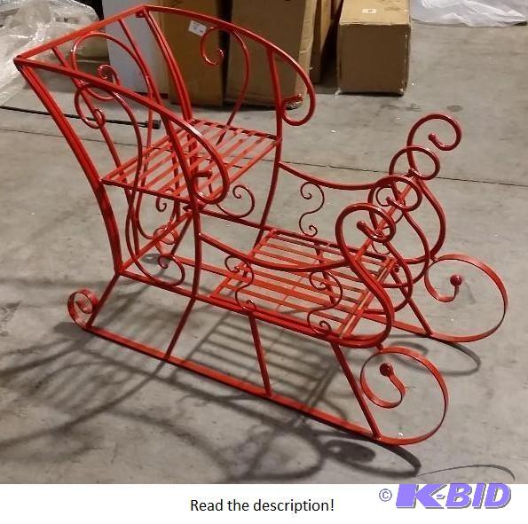lot 123 image: Red Holiday Sleigh - Metal - 36" l x 24&...