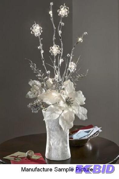 lot 15 image: Lighted Ivory Poinsettia Bouquet -&nbspA dra...