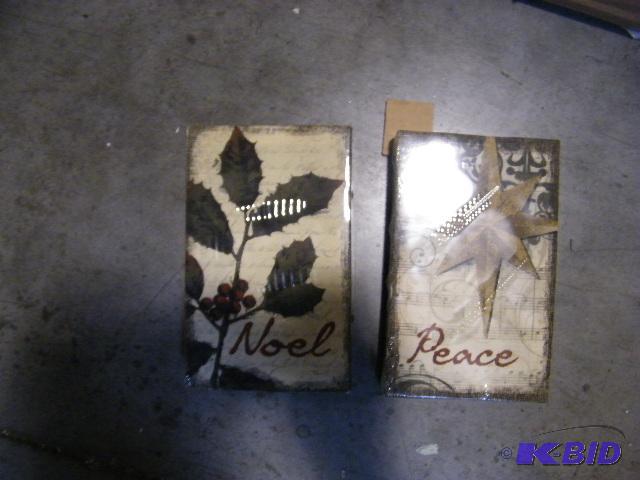 lot 37 image: Two Piece Lot  Noel and Peace Decorations - 5...