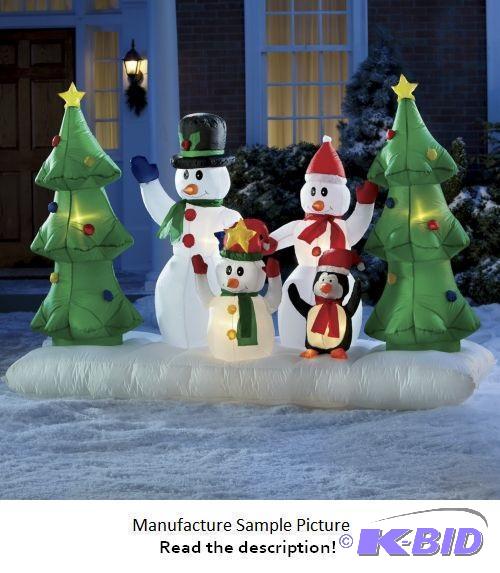 lot 54 image: Inflatable Snowman Family with Penguin - Enjo...