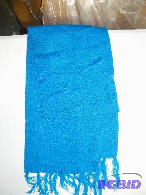 lot 92 image: Light Blue Scarf with Fringe - 100% acrylic -...