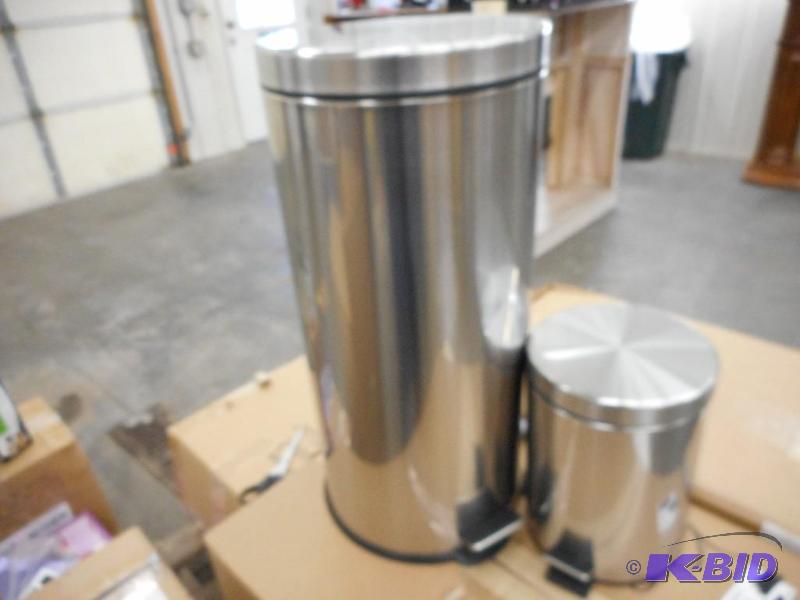 Round Set of 2 Stainless Steel Trash Cans