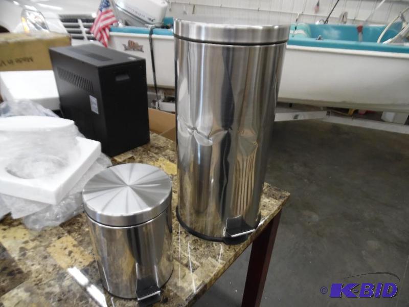 Round Set of 2 Stainless Steel Trash Cans