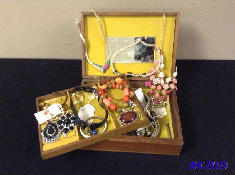 lot 126 image: Jewelry Box with Necklaces and Bracelets