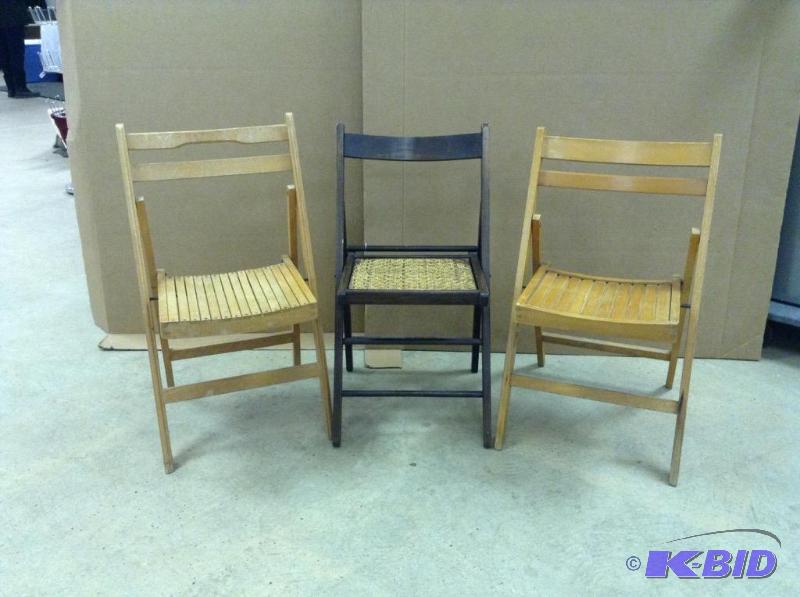 lot 158 image: Three Wooden Folding Chairs