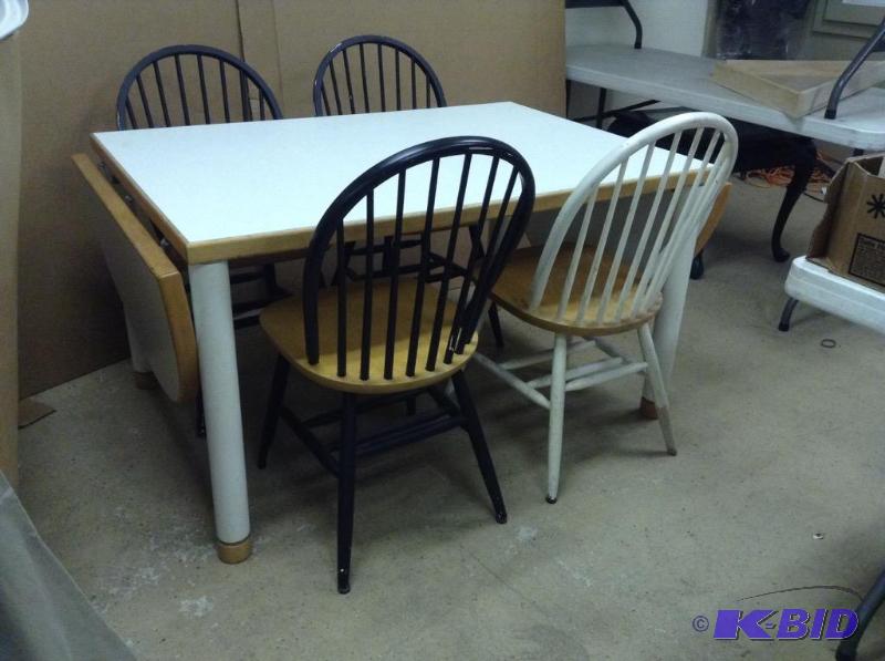 lot 159 image: White Laminate Table Table with Chairs