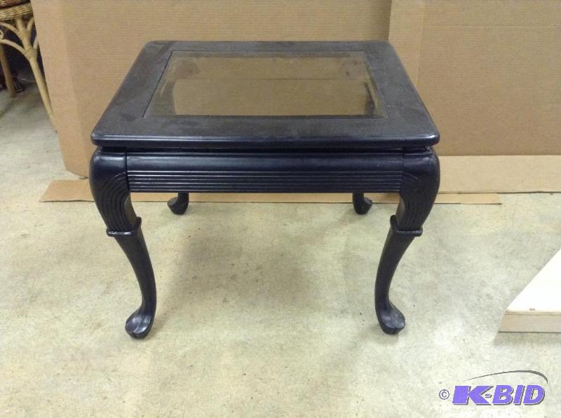 lot 166 image: Painted Black Side Table with Beveled Glass