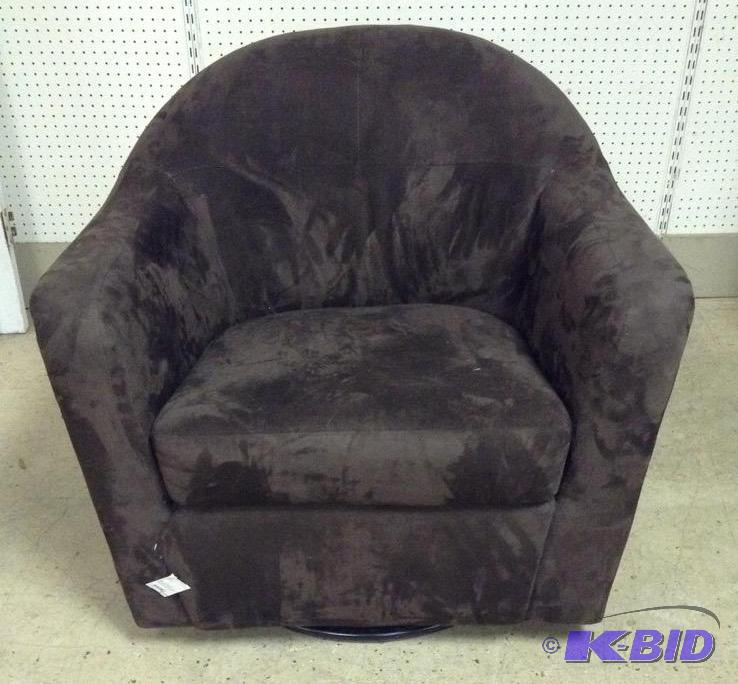 lot 19 image: Chocolate Brown Suede Arm Chair