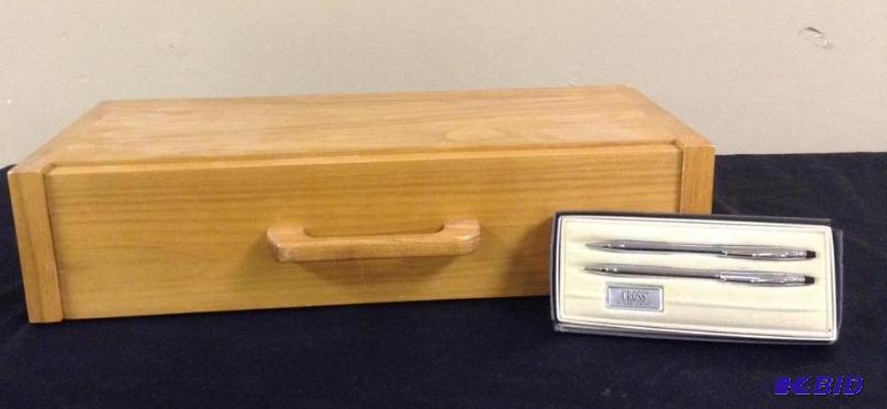 lot 191 image: Portable Tabletop Drawer with Cross Writing Instruments