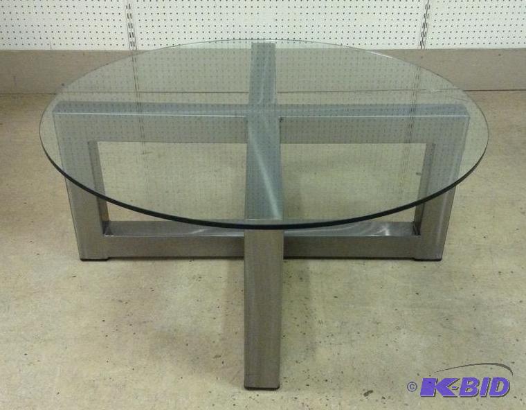 lot 3 image: Contemporary Silver Metal & Glass Coffee Table
