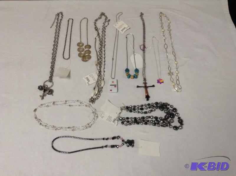 lot 36 image: Silver Tone Fashion Necklaces