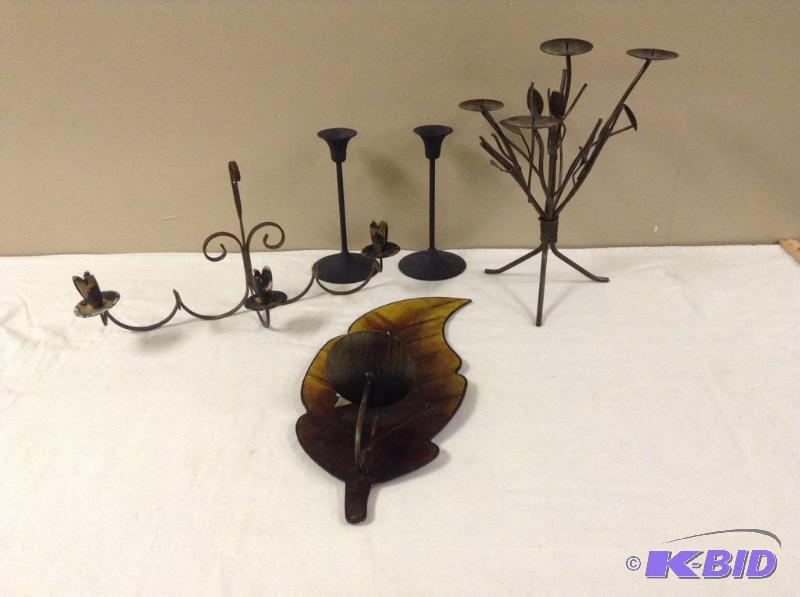 lot 60 image: Collection Metal Candle Holders
