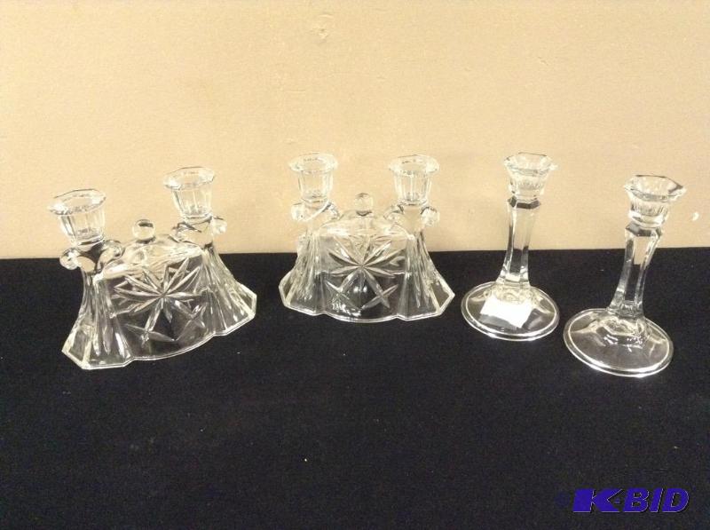lot 62 image: Glass Candelabras & Candle Sticks