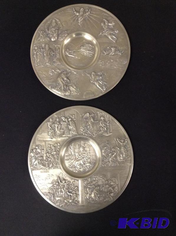 lot 67 image: Artina German Pewter Creation & Nativity Plates
