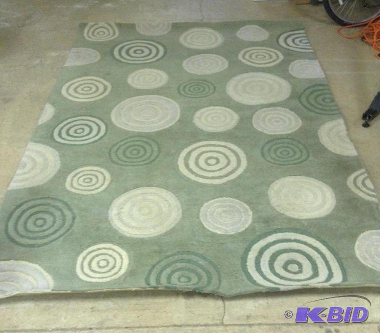 lot 96 image: Cream & Green Circles Rug