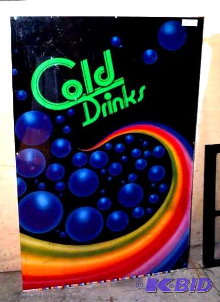lot 15 image: Vintage Cold Drinks Acrylic Sign Insert 30x46...