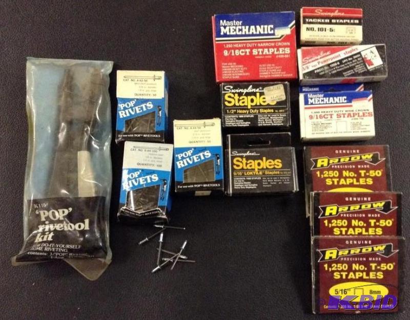 lot 54 image: Light Duty Fasteners - Pop Rivet Tool and Staples