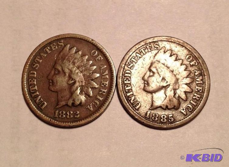 1882  and 1885 Indian Head Cents Better Dates