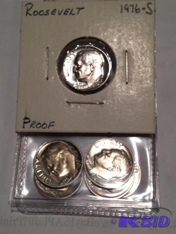 Lot of  7 Roosevelt Proof Dimes 1968-S to 1976-S  Choice Proof