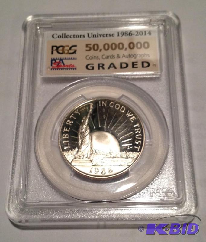 1986-S Commemorative Proof Ellis Island Half Dollar signed by David Hall  founder of PCGS Gem Proof
