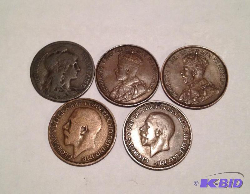 Lot of 5 Vintage Great Britain, France and Canadian 1906-1929