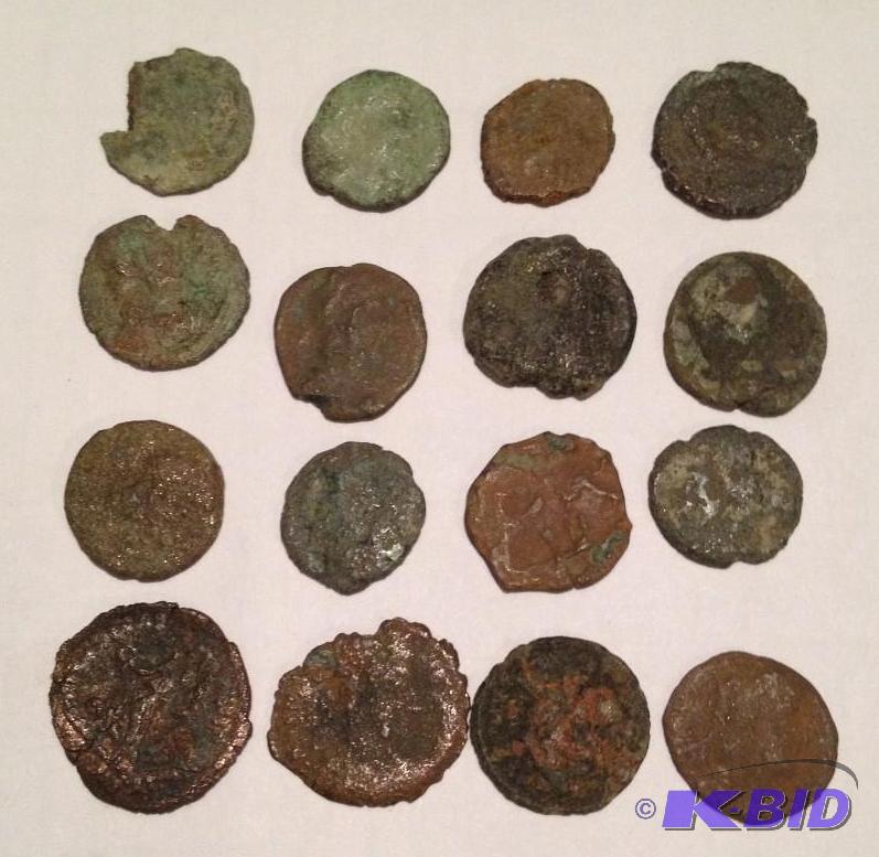 Lot of 16 Ancient Roman 1500 Year Old Coins Mixed RulersTypes
