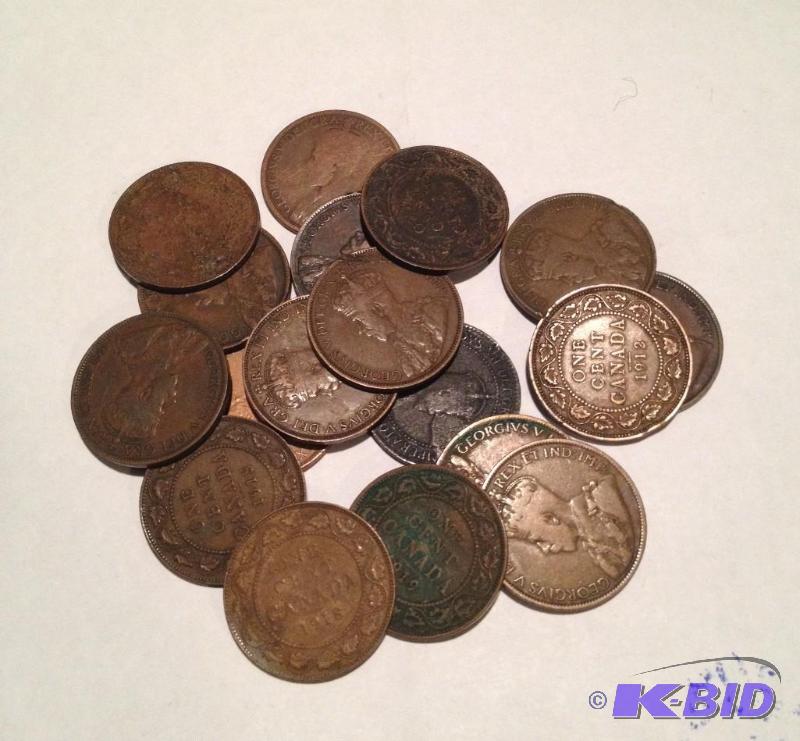 Lot of 18 Canadian Large Cents 1905-1919