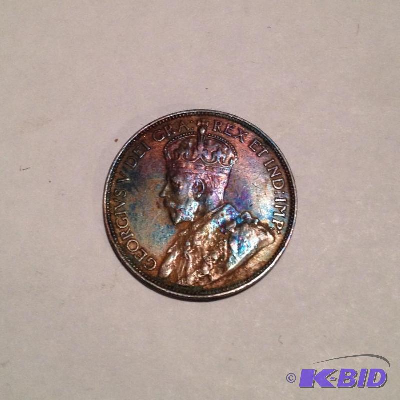 1920 Canadian Large Cent with Spectacular Rainbow toning Higher Grade Wow
