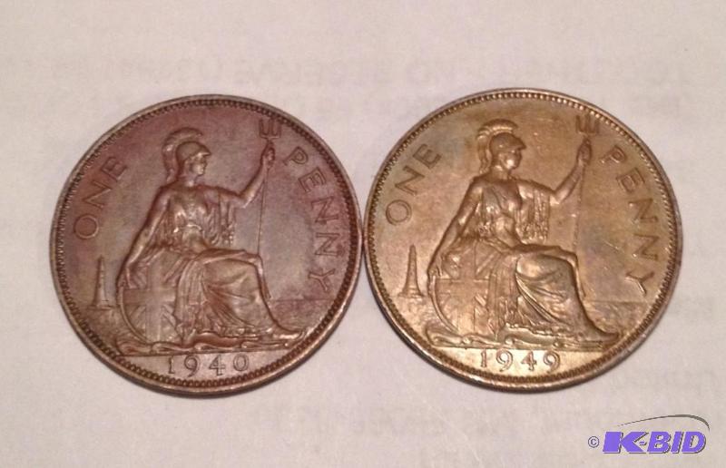 1940 and 1949 Vintage Great Britain Large Cents Higher Grades Nice Pair.