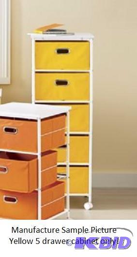 Five Drawer Rolling File Cabinet - Yellow - M...