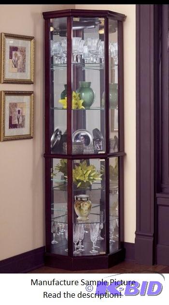 Cherry Finish Corner Curio Cabinet - Handsome...