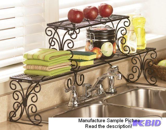 Black Scrolled Two Tier Over the Sink Shelf -...