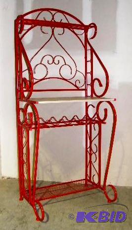 Red Scrolled Metal Bakers Rack - Red Bakers ...
