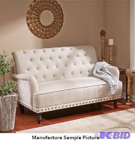 Tufted Pinstripe Loveseat - Upholstered in tw...
