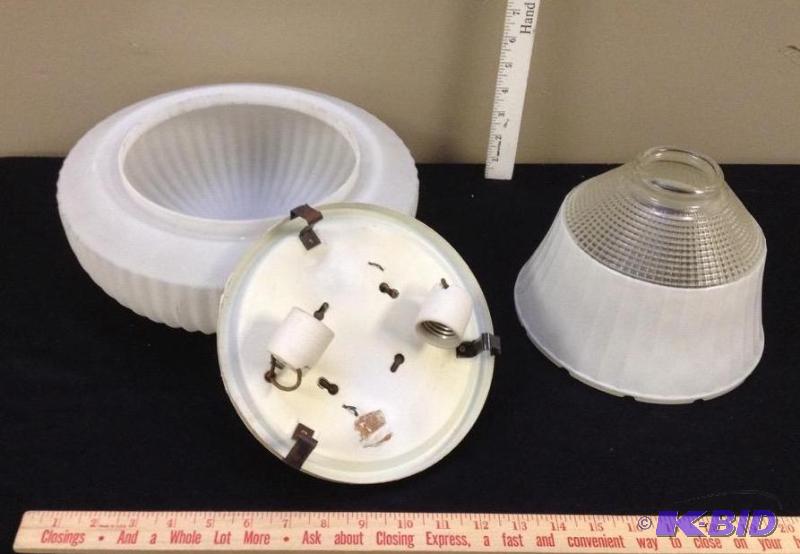 lot 104 image: Vintage Ceiling Fixture and Glass Light Cover