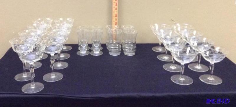 lot 114 image: Vintage Etched Stemware and more