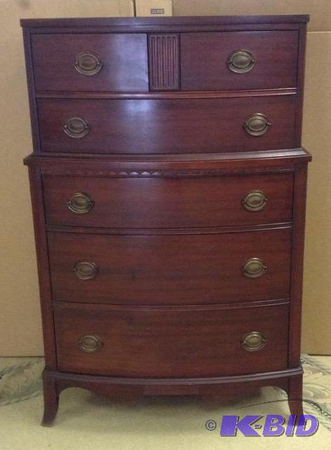 Mahogany Five Drawer Highboy Dresser By Hickory Manufacturing